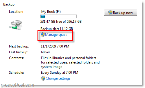 Backup do Windows 7 - gerencie seu espaço de backup em disco