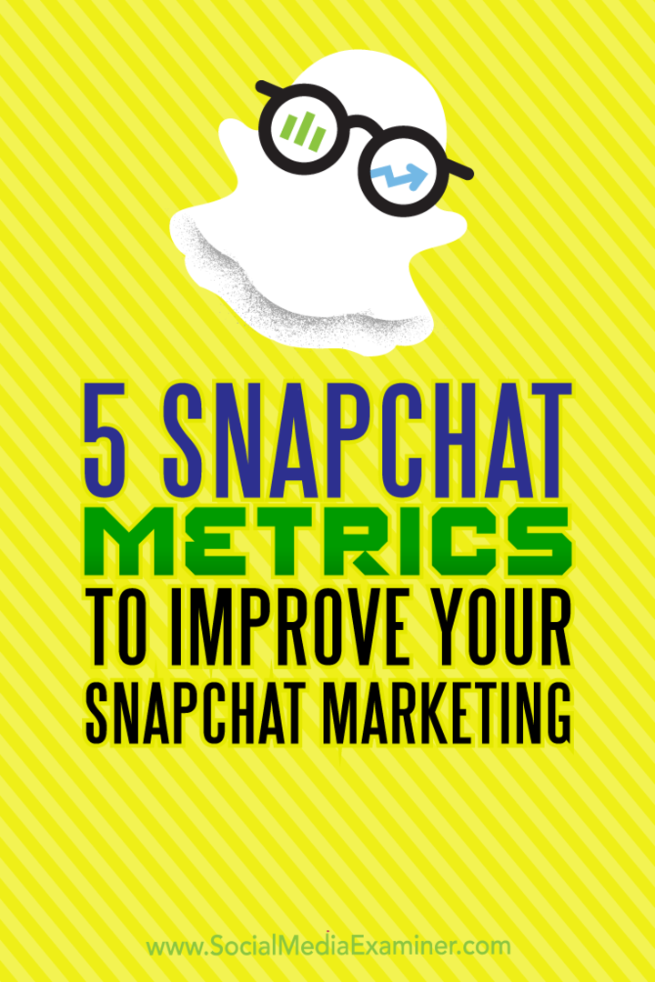 5 Métricas do Snapchat para melhorar seu marketing no Snapchat por Sweta Patel no Examiner de Mídia Social.