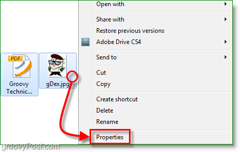 clique com o botão direito do mouse em um arquivo e visualize suas propriedades no windows 7