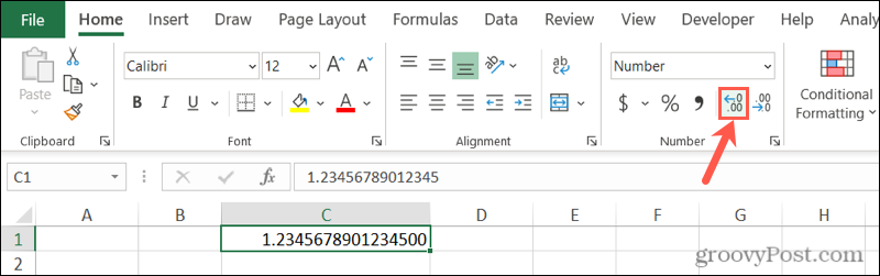 Pare de arredondar números do Excel com o botão Aumentar Decimal