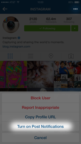 Instagram adiciona notificações de postagem