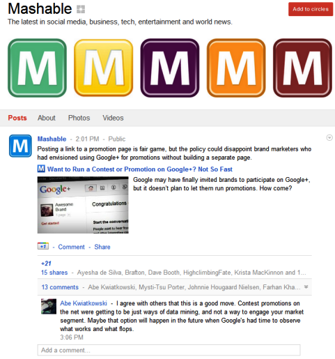 Páginas do Google+ - Mashable