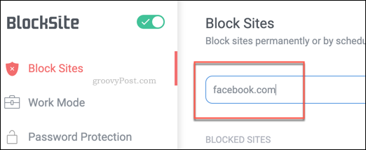 Adicionando um site bloqueado a uma lista de bloqueio do BlockSite no Chrome