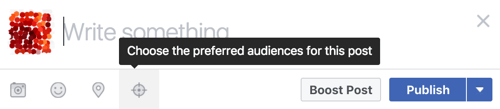 Clique no ícone de segmentação para adicionar tags e restrições com a ferramenta Audience Optimization.