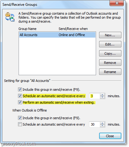 editar o horário de envio e recebimento automático no Outlook 2010