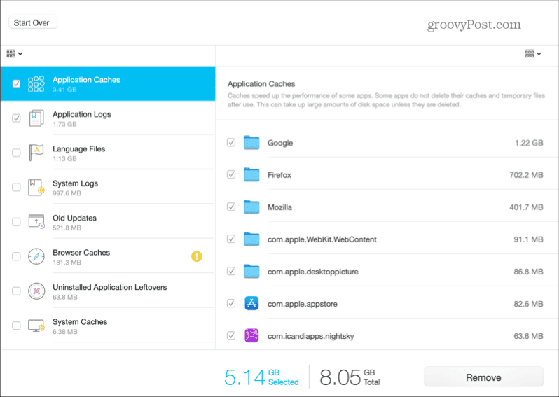 arquivos indesejados do Cleaner One Pro