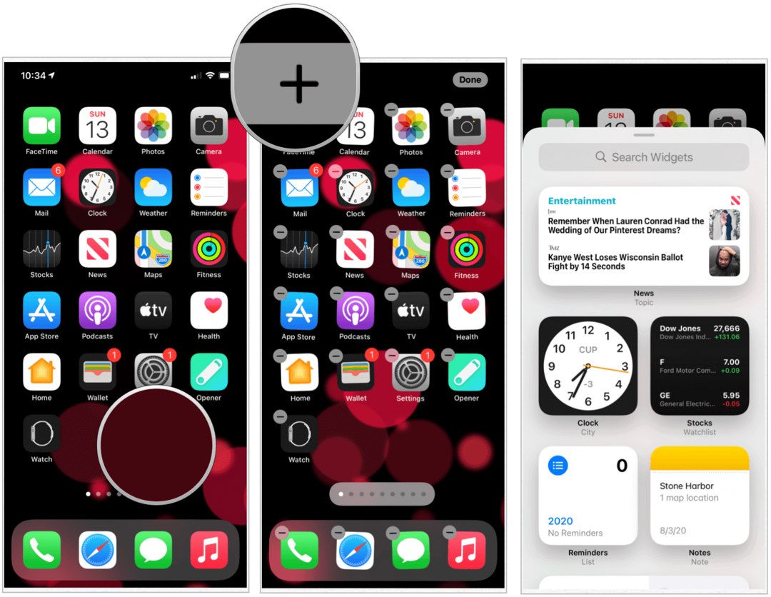 Configurações de widgets do iOS 14