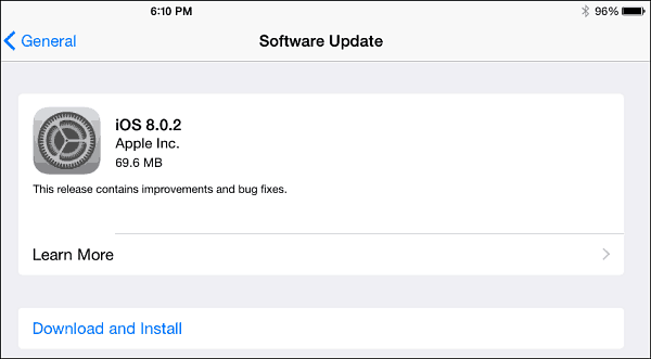 Atualização do iOS 8.0.2