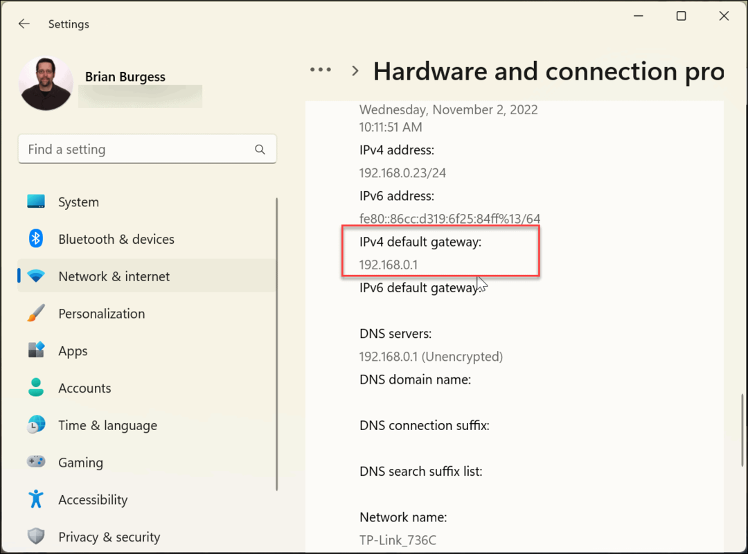 Encontre o endereço IP do seu roteador no Windows 11