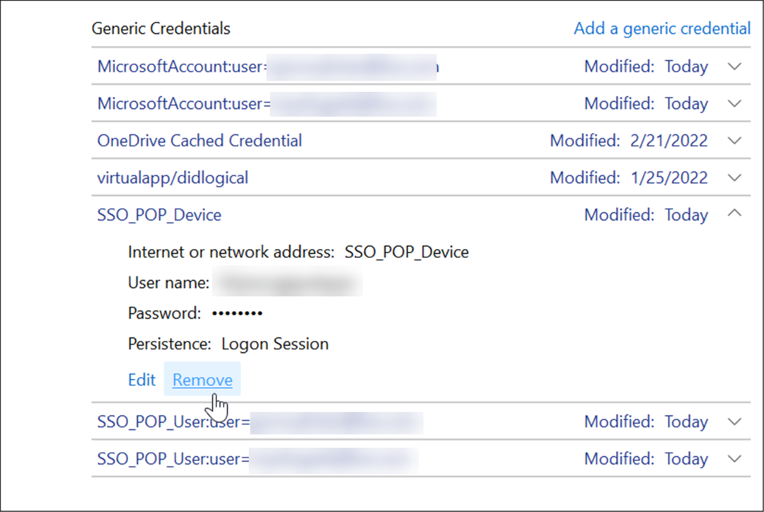 remover credenciais de usuário usar gerenciador de credenciais no Windows 11