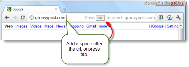 pesquisa no site do google na barra de endereços do chrome