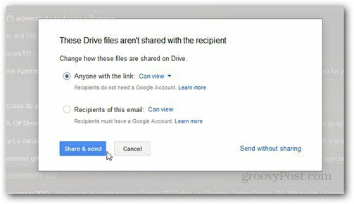 enviar usando direitos do Google Drive