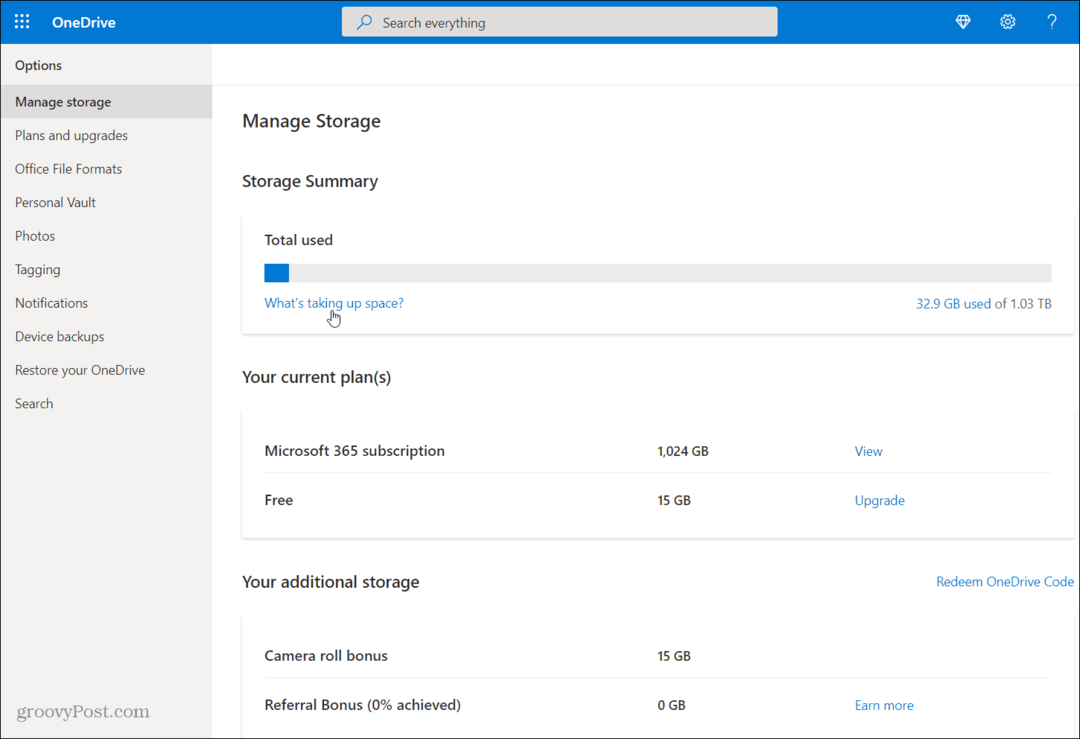 Como verificar a quantidade de espaço de armazenamento que você possui no OneDrive
