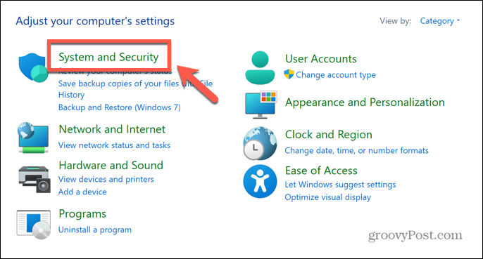 sistema de painel de controle do windows e segurança