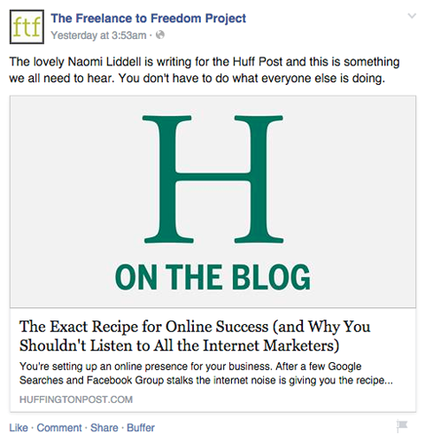 o post freelance para a liberdade no Facebook