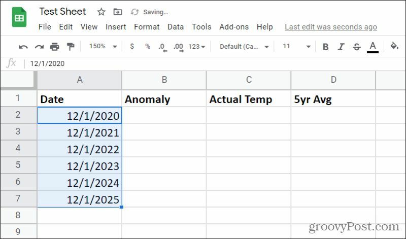 data de preenchimento automático