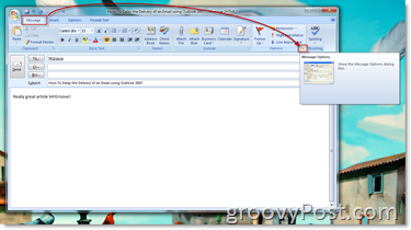 Abrir a caixa de diálogo de opções de mensagem do Outlook