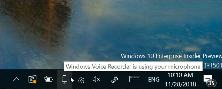 Windows 10 19H1 - Nova Notificação de Microfone
