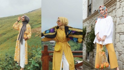 Roupas amarelas em roupas hijab