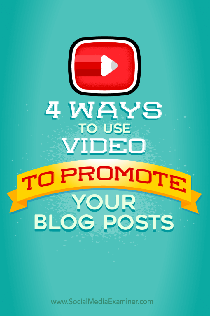Dicas sobre quatro maneiras de promover suas postagens de blog com vídeo.