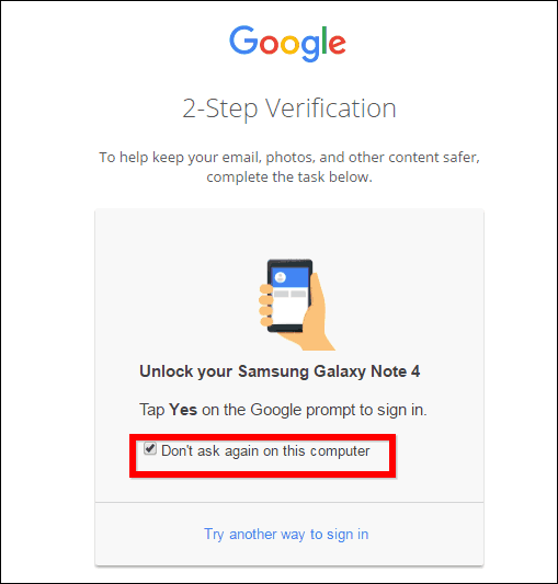 Ignorar a verificação em duas etapas do Google