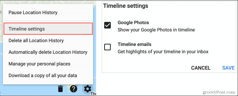 Configurações da linha do tempo do Google Maps, Mostrar Google Fotos