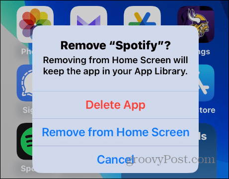 Exclua o aplicativo Spotify no iOS