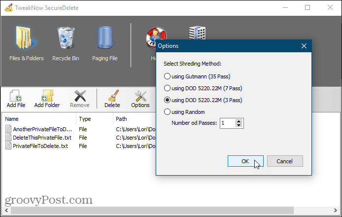 Ferramenta de exclusão segura SecureDelete para Windows