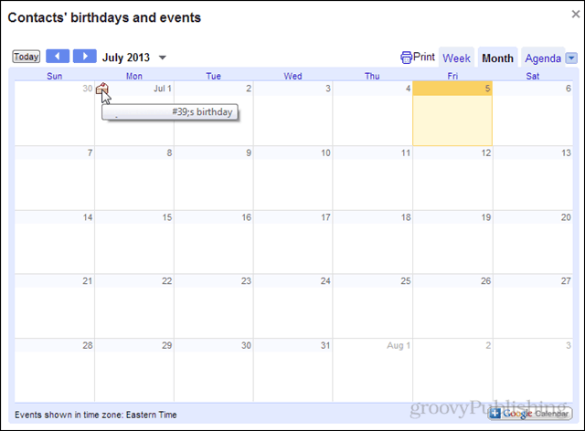 aniversários no calendário do google