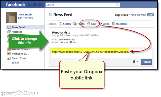 Facebook + Dropbox: Transmissão de MP3 grátis no seu mural do Facebook