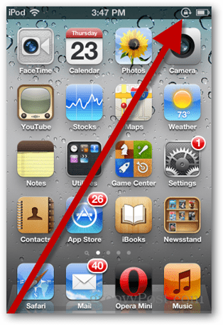 ícone de orientação bloqueada do ipod