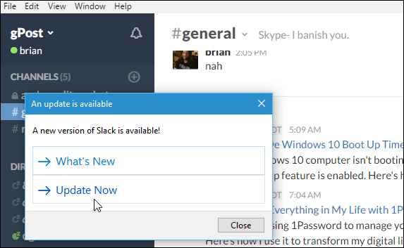 Atualização do Slack