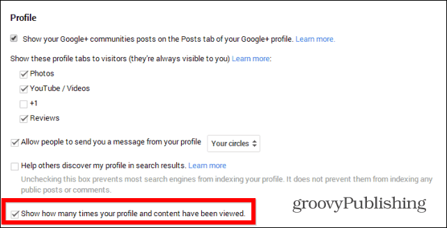 Dica do Google+: oculte sua contagem de visualizações de perfil