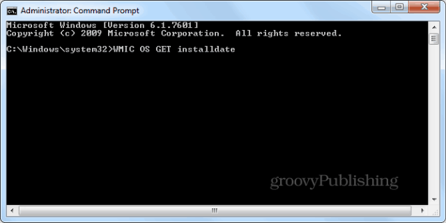 Data da instalação do Windows cmd prompt wmic