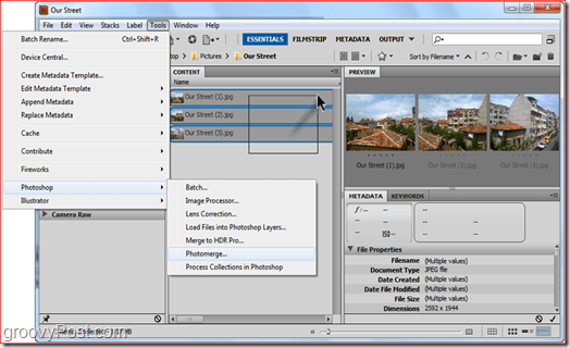 Como fazer um panorama usando o Adobe Bridge e o Adobe Photoshop