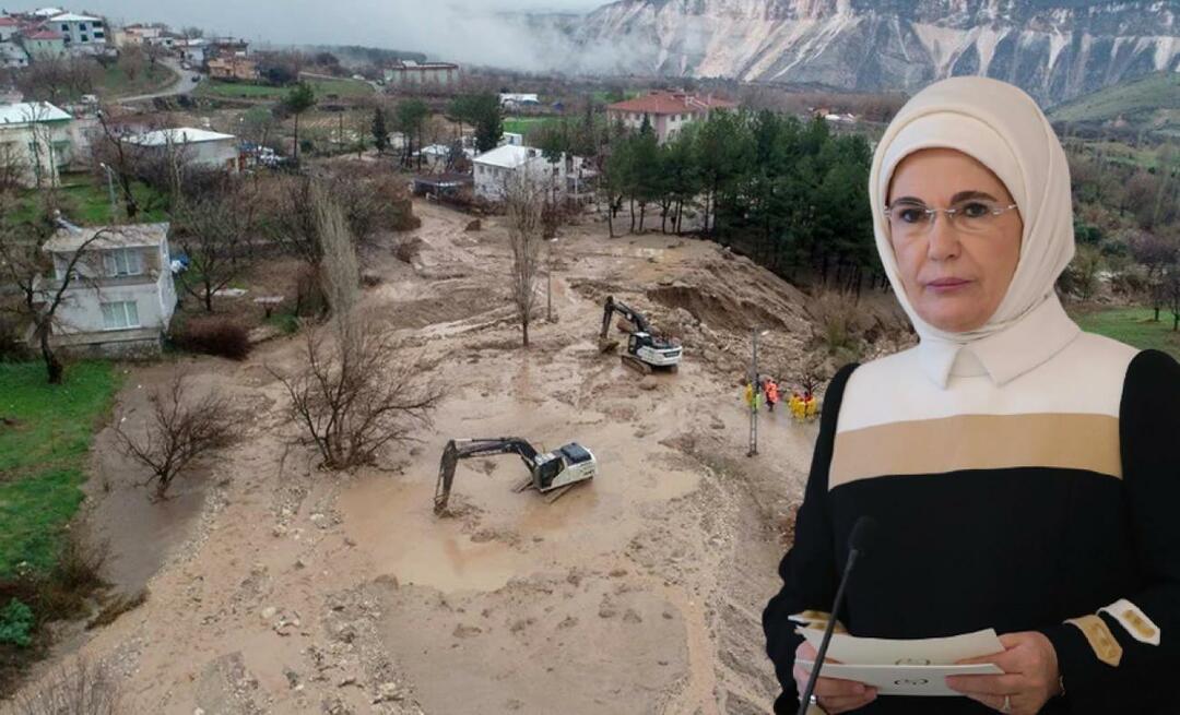 O compartilhamento de desastres de inundação veio de Emine Erdoğan! "Meus pêsames"