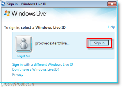 entre na bing bar usando seu Windows Live ID