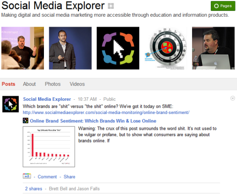Páginas do Google+ - Explorador de mídia social