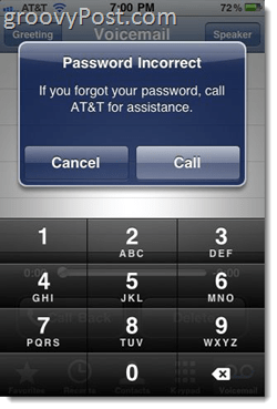 Erro no iPhone MEssage "Senha incorreta, digite a senha do correio de voz"