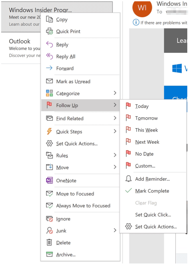 Sinalizadores de dicas do Microsoft Outlook