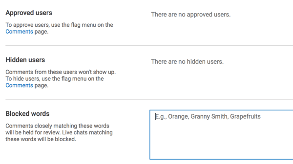 A capacidade de bloquear comentários com certas palavras é um dos melhores recursos de moderação do YouTube para canais.
