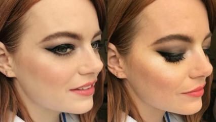 Maquiagem esfumaçada para os olhos de gato de Emma Stone