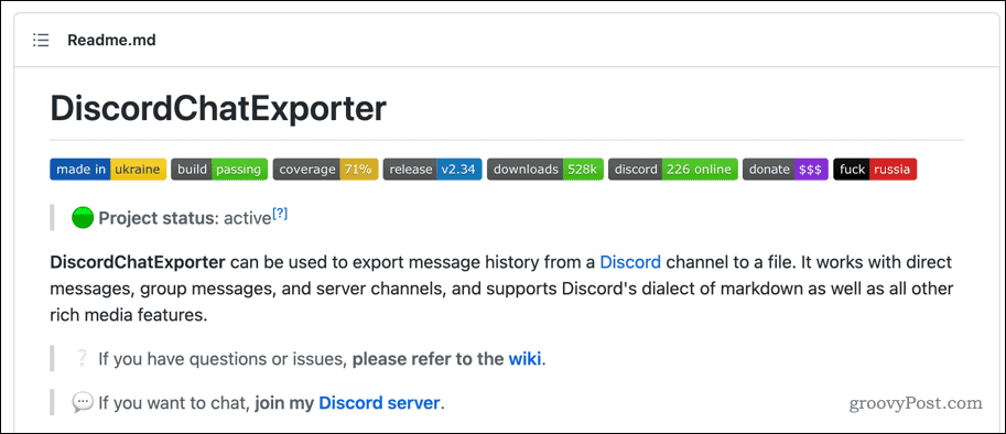 Página do github do DiscordChatExplorer