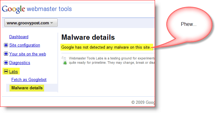 groovypost.com Detalhes sobre malware das Ferramentas do Google para webmasters