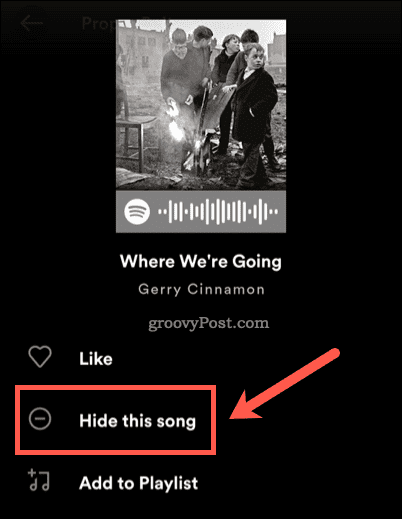 Ocultar uma música no Spotify