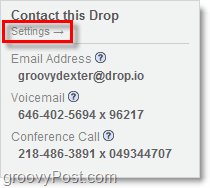 como acessar as configurações do drop.io