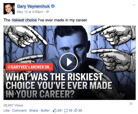postagem de vídeo de Gary Vaynerchuk no Facebook