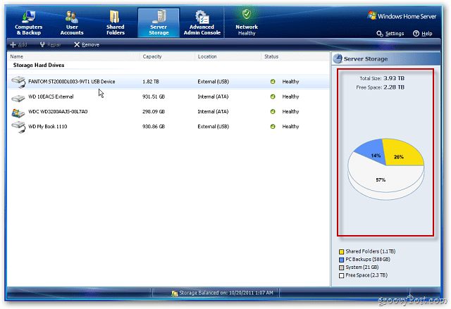 Windows Home Server: adicione um disco rígido externo para aumentar o armazenamento