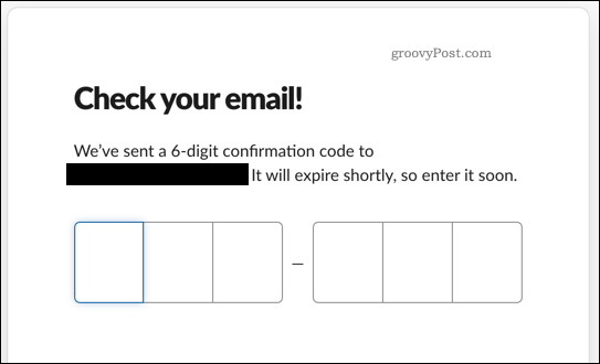 Confirmando um endereço de e-mail do Slack