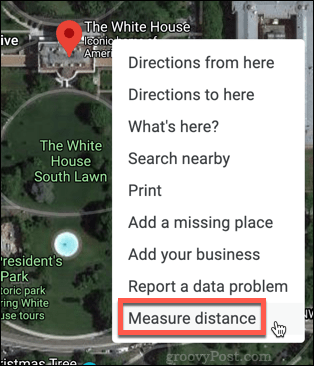 Opção de medição de distância do Google Maps